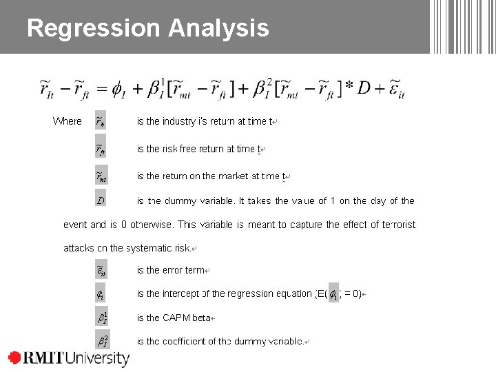 Regression Analysis Regression Analysis