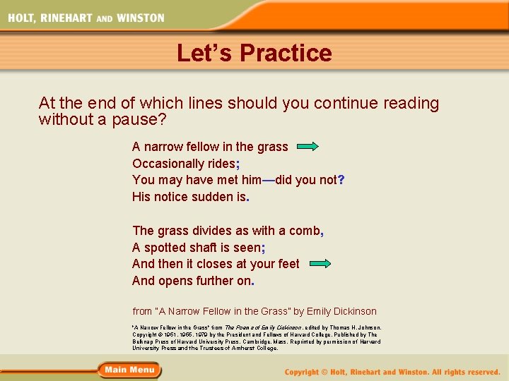 Let’s Practice At the end of which lines should you continue reading without a Let’s Practice At the end of which lines should you continue reading without a