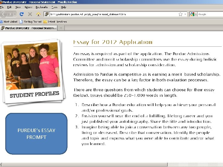 Writing for your Future THE PERSONAL STATEMENT The