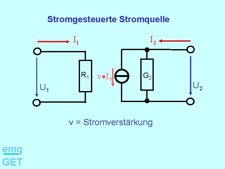 Stromgesteuerte Stromquelle I 1 I 2 R 1 U 1 v I 1 G