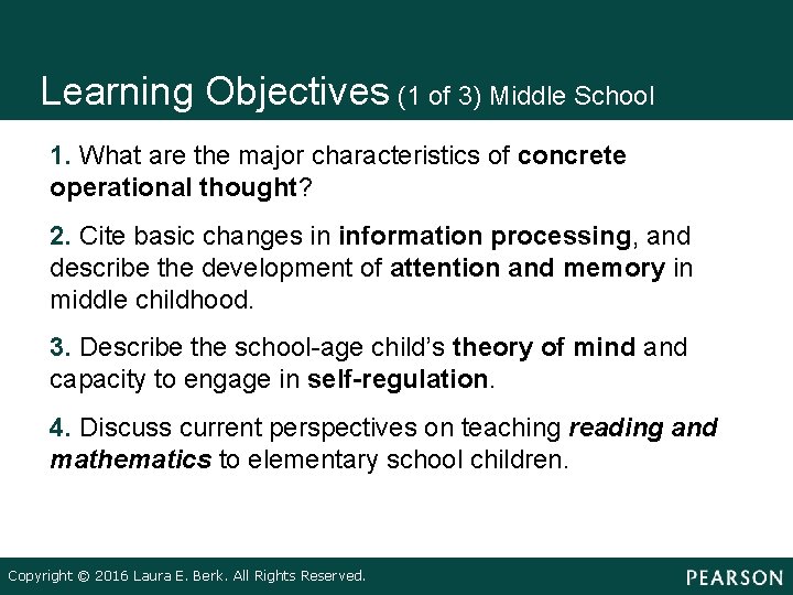 Learning Objectives (1 of 3) Middle School • • 1. What are the major