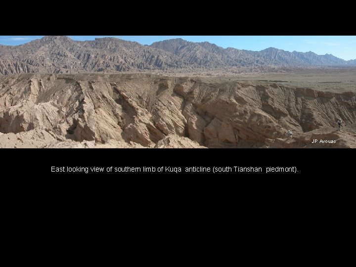 JP Avouac East looking view of southern limb of Kuqa anticline (south Tianshan piedmont).