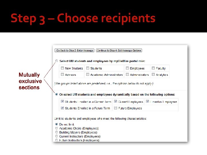 Step 3 – Choose recipients 