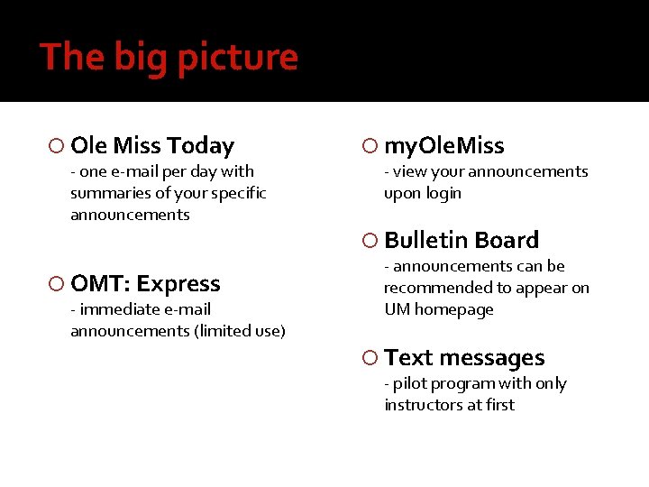The big picture Ole Miss Today - one e-mail per day with summaries of