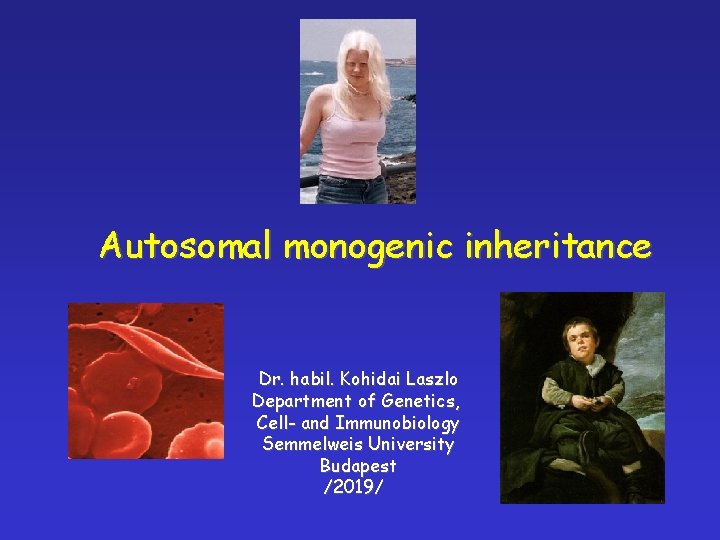 Autosomal monogenic inheritance Dr. habil. Kohidai Laszlo Department of Genetics, Cell- and Immunobiology Semmelweis