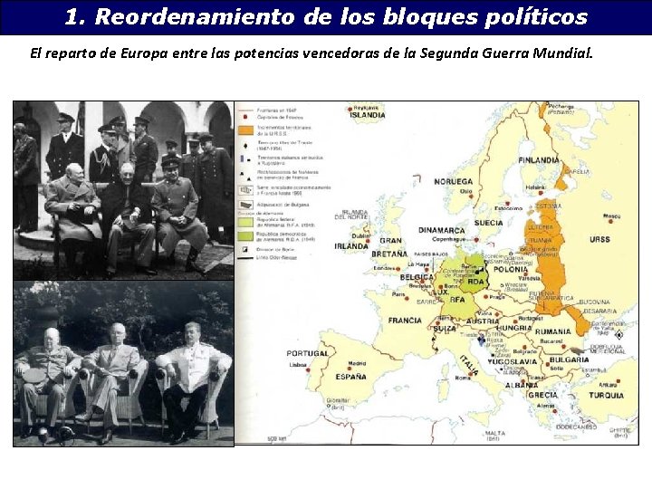 1. Reordenamiento de los bloques políticos El reparto de Europa entre las potencias vencedoras