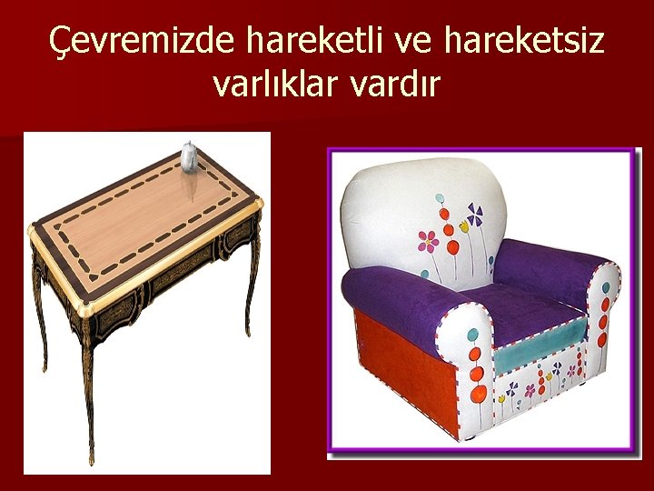 Çevremizde hareketli ve hareketsiz varlıklar vardır 