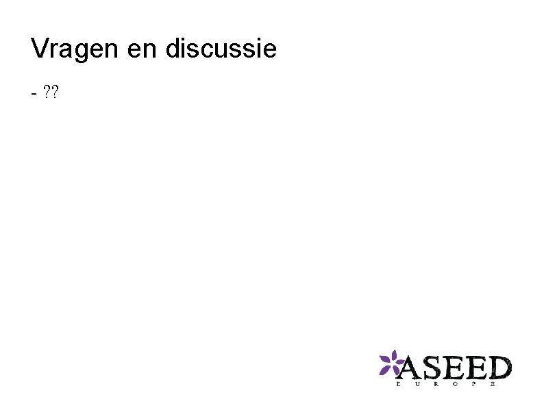 Vragen en discussie - ? ? 