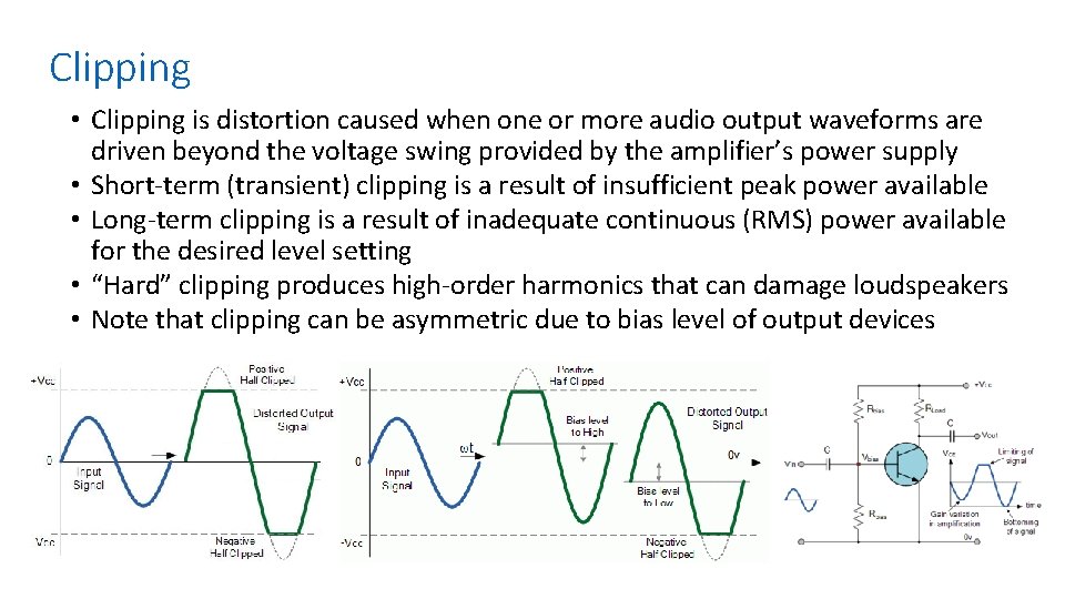 Clipping • Clipping is distortion caused when one or more audio output waveforms are