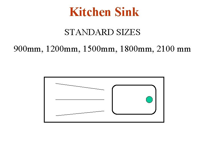 Kitchen Sink STANDARD SIZES 900 mm, 1200 mm, 1500 mm, 1800 mm, 2100 mm