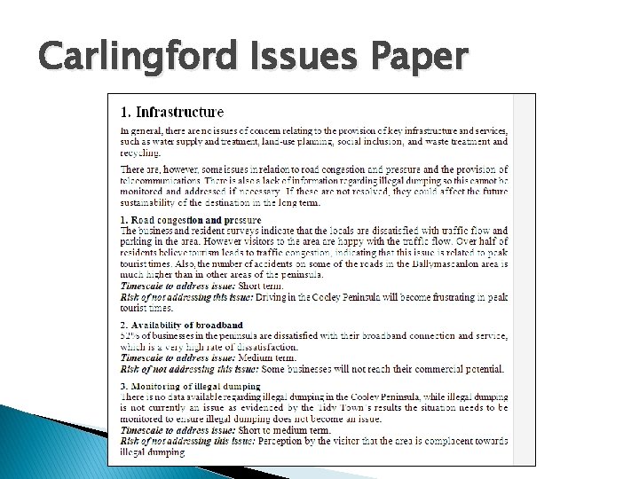 Carlingford Issues Paper 