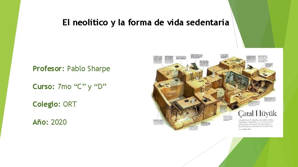 El neolítico y la forma de vida sedentaria Profesor: Pablo Sharpe Curso: 7 mo