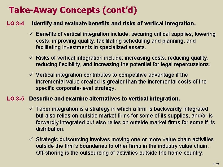 Take-Away Concepts (cont’d) LO 8 -4 Identify and evaluate benefits and risks of vertical Take-Away Concepts (cont’d) LO 8 -4 Identify and evaluate benefits and risks of vertical