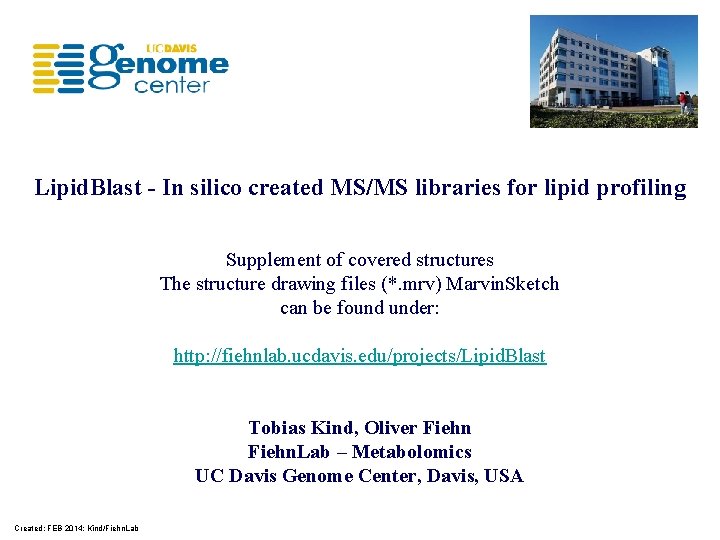 Lipid. Blast - In silico created MS/MS libraries for lipid profiling Supplement of covered