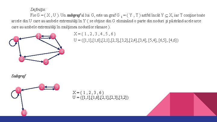 Definiţie: Fie G = ( X , U ). Un subgraf al lui G,