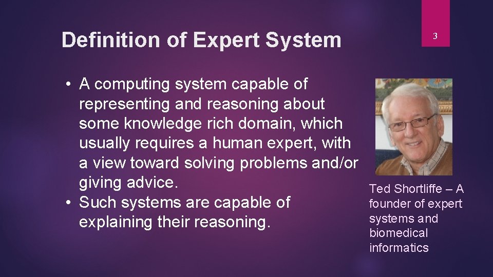 Definition of Expert System • A computing system capable of representing and reasoning about Definition of Expert System • A computing system capable of representing and reasoning about