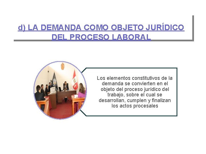 d) LA DEMANDA COMO OBJETO JURÍDICO DEL PROCESO LABORAL Los elementos constitutivos de la