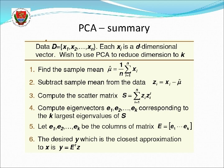 PCA – summary 