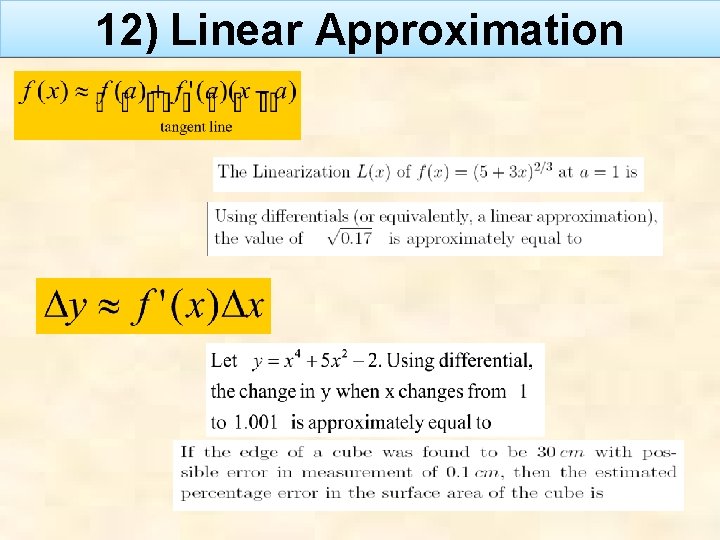 12) Linear Approximation 