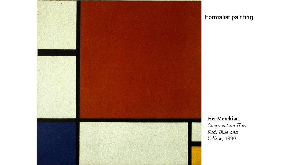 Formalist painting Piet Mondrian. Composition II in Red, Blue and Yellow, 1930. 