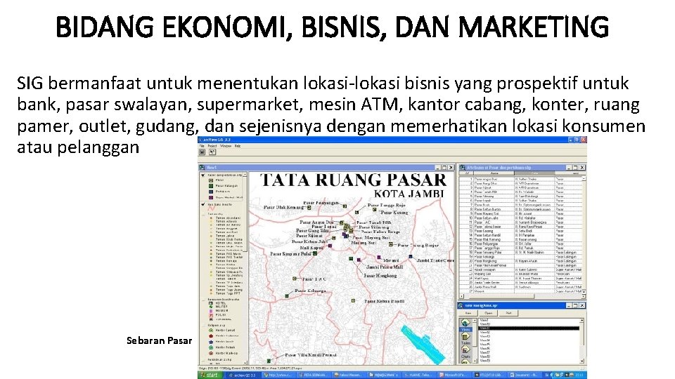 BIDANG EKONOMI, BISNIS, DAN MARKETING SIG bermanfaat untuk menentukan lokasi-lokasi bisnis yang prospektif untuk