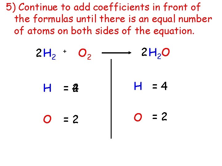 5) Continue to add coefficients in front of the formulas until there is an