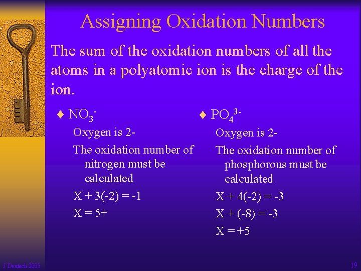 Assigning Oxidation Numbers The sum of the oxidation numbers of all the atoms in