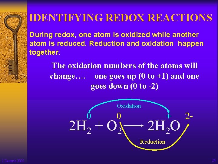 IDENTIFYING REDOX REACTIONS During redox, one atom is oxidized while another atom is reduced.