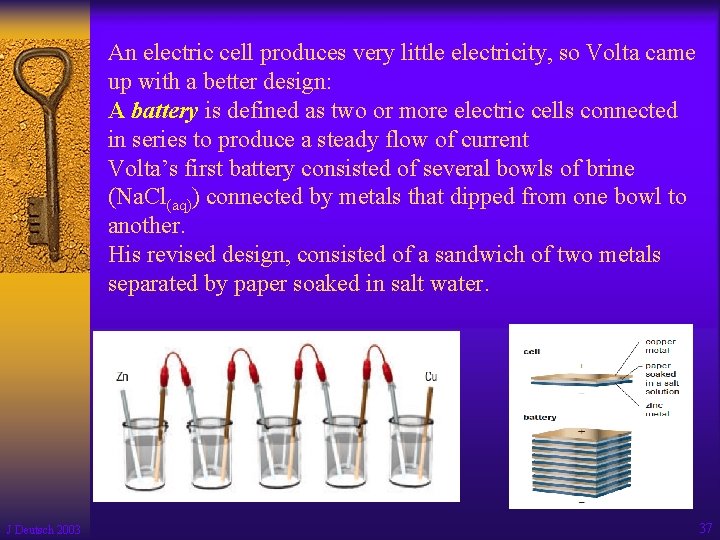 An electric cell produces very little electricity, so Volta came up with a better