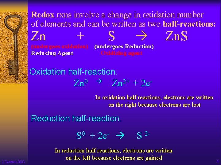 Redox rxns involve a change in oxidation number of elements and can be written