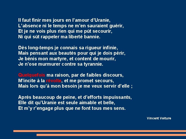 Il faut finir mes jours en l’amour d’Uranie, L’absence ni le temps ne m’en