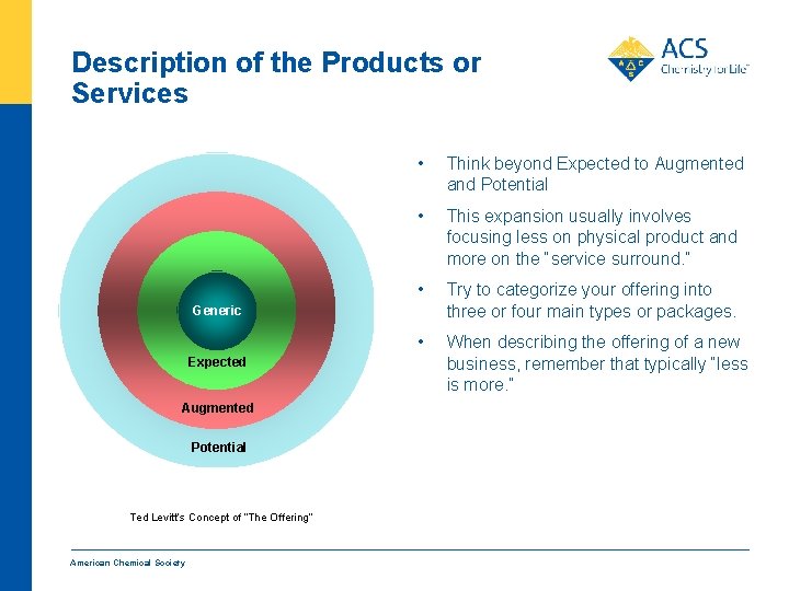 Description of the Products or Services • Think beyond Expected to Augmented and Potential