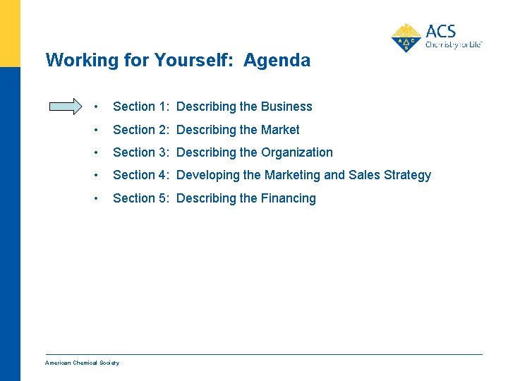 Working for Yourself: Agenda • Section 1: Describing the Business • Section 2: Describing