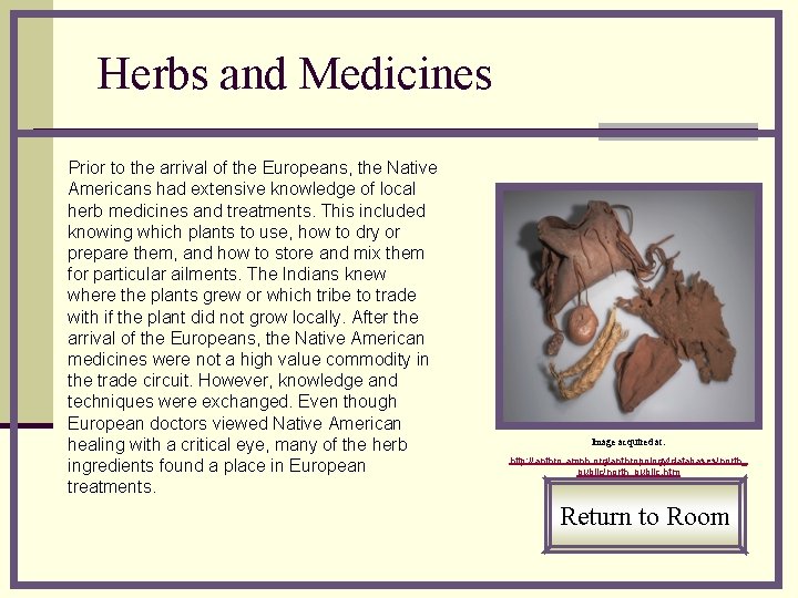 Herbs and Medicines Prior to the arrival of the Europeans, the Native Americans had