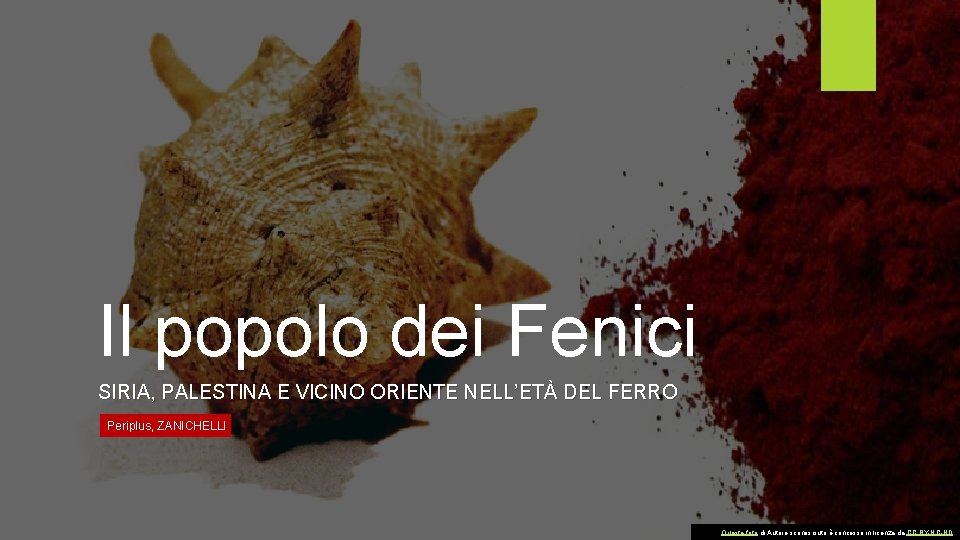 Il popolo dei Fenici SIRIA, PALESTINA E VICINO ORIENTE NELL’ETÀ DEL FERRO Periplus, ZANICHELLI