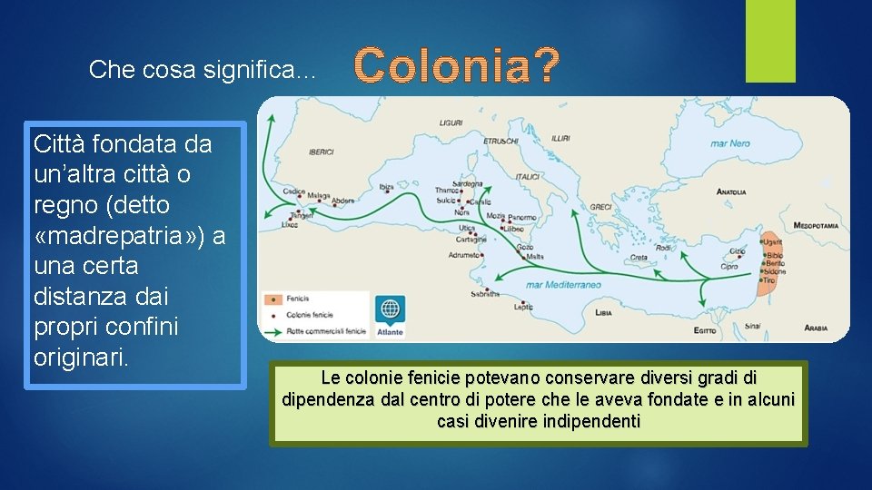 Che cosa significa… Città fondata da un’altra città o regno (detto «madrepatria» ) a