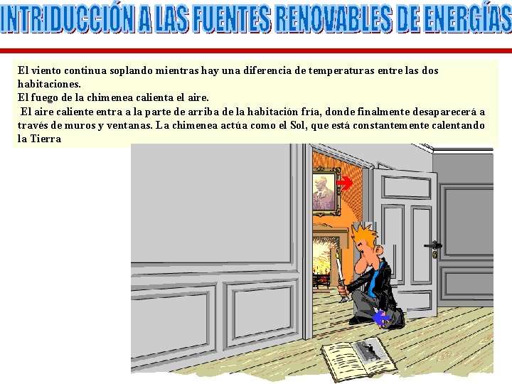 El viento continua soplando mientras hay una diferencia de temperaturas entre las dos habitaciones.