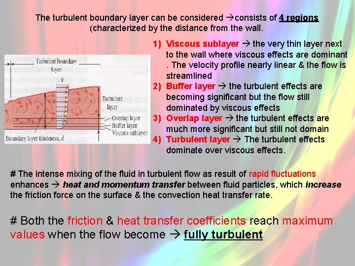 The turbulent boundary layer can be considered consists of 4 regions (characterized by the
