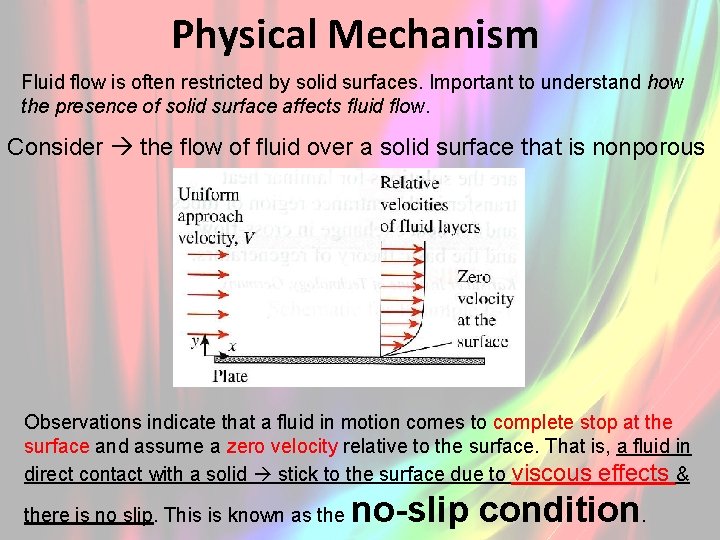 Physical Mechanism Fluid flow is often restricted by solid surfaces. Important to understand how