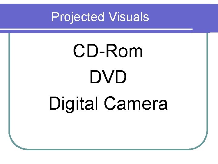 Projected Visuals CD-Rom DVD Digital Camera 