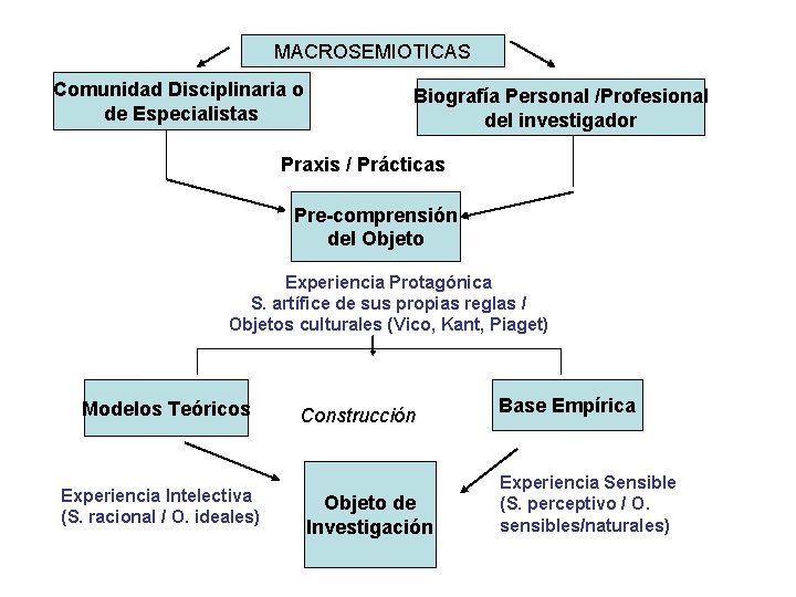 MACROSEMIOTICAS Comunidad Disciplinaria o de Especialistas Biografía Personal /Profesional del investigador Praxis / Prácticas