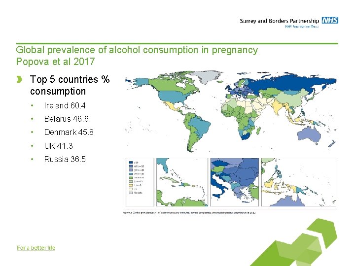 Global prevalence of alcohol consumption in pregnancy Popova et al 2017 Top 5 countries