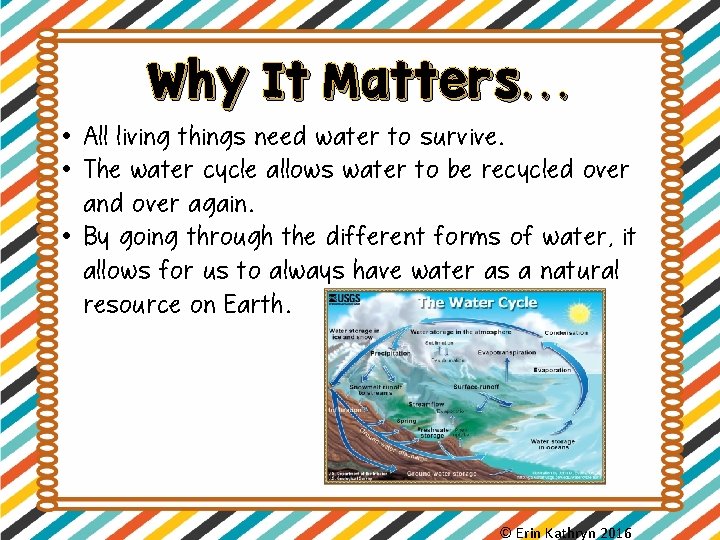 Why It Matters… • All living things need water to survive. • The water