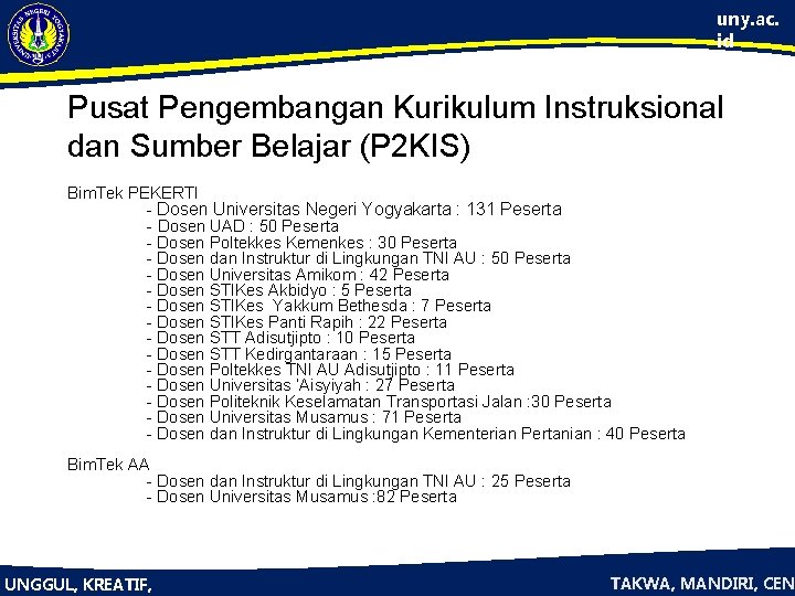 uny. ac. id Pusat Pengembangan Kurikulum Instruksional dan Sumber Belajar (P 2 KIS) Bim.