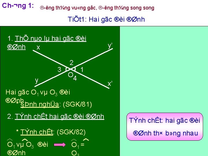 Ch ¬ng 1: ® êng th¼ng vu «ng gãc, ® êng th¼ng song TiÕt