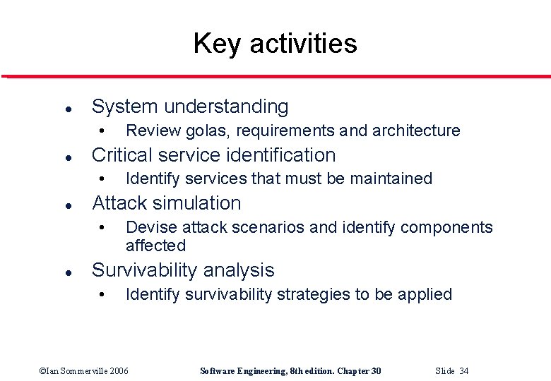 Key activities l System understanding • l Critical service identification • l Identify services