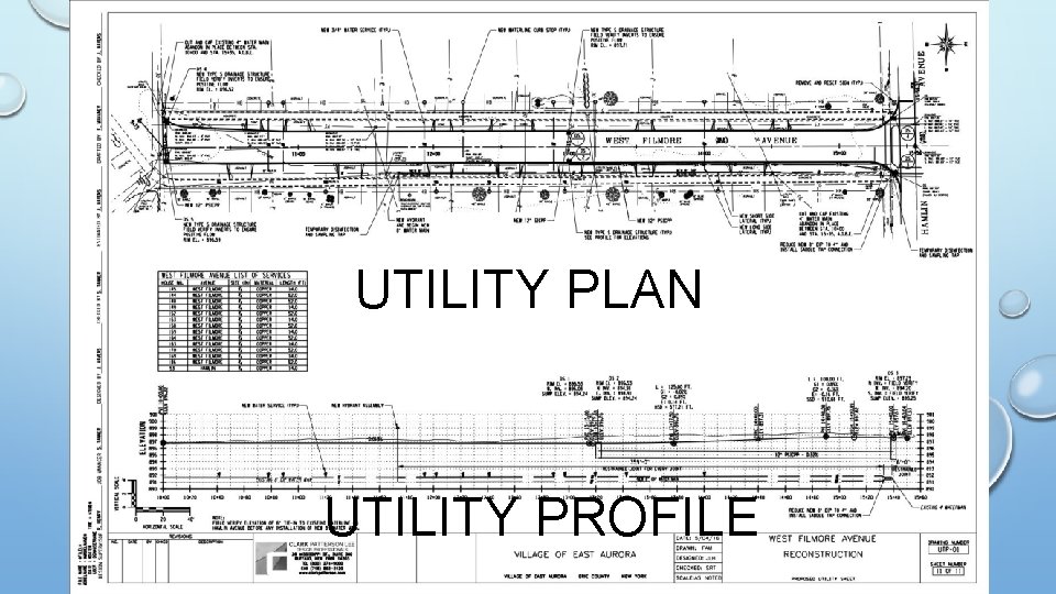 PROJECT DRAWINGS UTILITY PLAN UTILITY PROFILE 