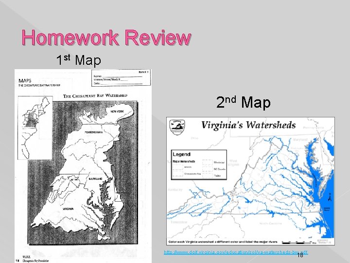 Homework Review 1 st Map 2 nd Map http: //www. dgif. virginia. gov/education/sol/va-watersheds-bw. pdf Homework Review 1 st Map 2 nd Map http: //www. dgif. virginia. gov/education/sol/va-watersheds-bw. pdf