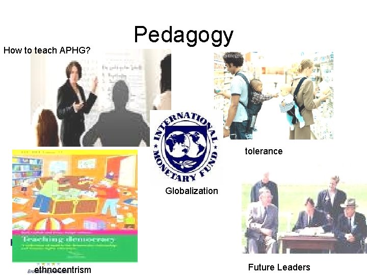 How to teach APHG? Pedagogy tolerance Globalization ethnocentrism Future Leaders 