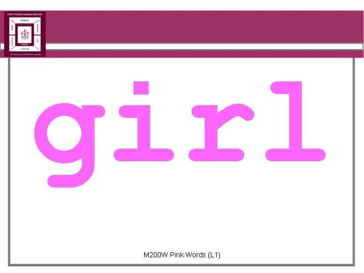 girl M 200 W Pink Words (L 1) 